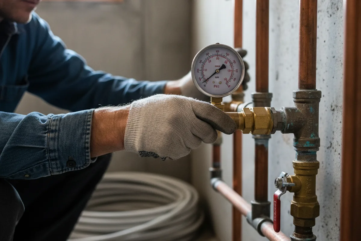 Pressure testing a repaired line during Water Line Repair in Santa Paula
